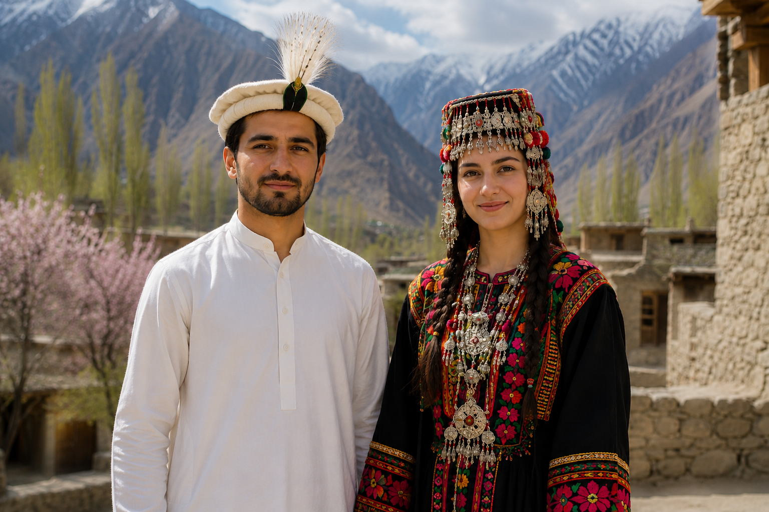 Traditional Gilgiti cap with Shaati Feather, Grooms cap of Gilgit Baltistan - Image 2