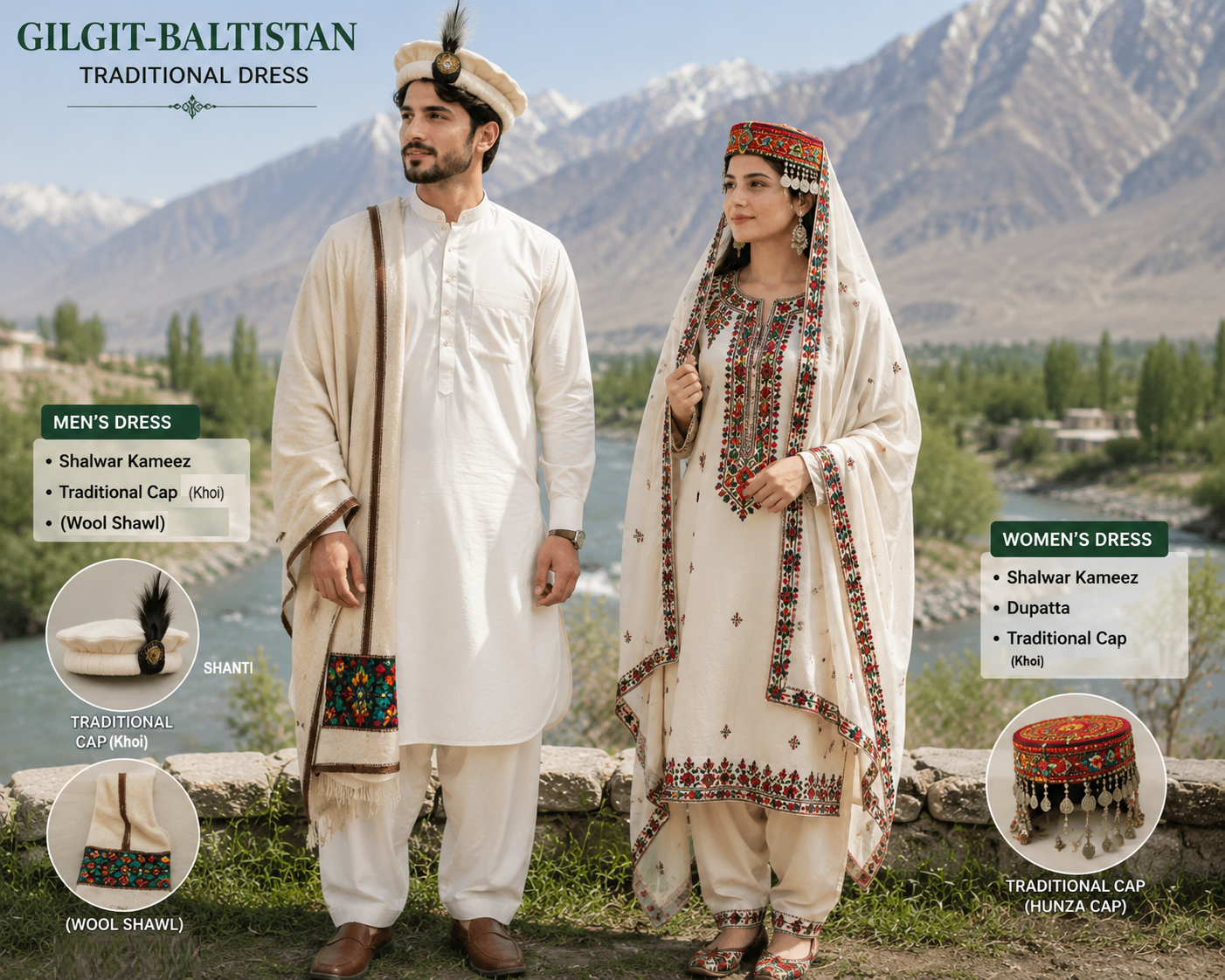Traditional Gilgiti cap with Shaati Feather, Grooms cap of Gilgit Baltistan - Image 3